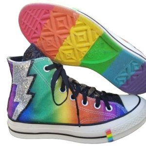 RARE Converse Rainbow Pride Lightning High Top Sneakers size 7 womens